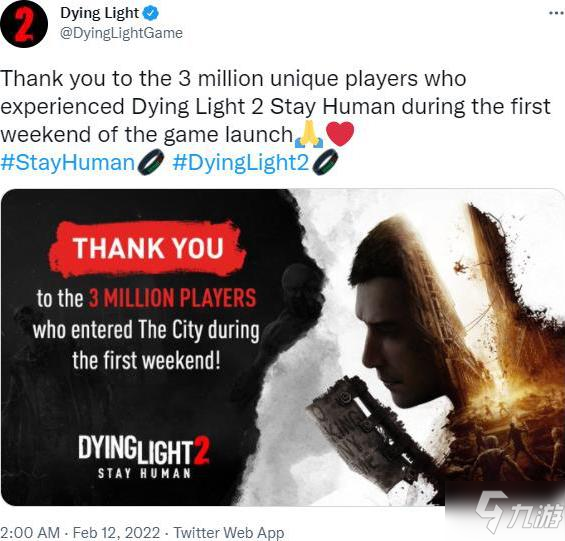 《消逝的光芒 2》官方发推文庆祝 首周玩家突破三百万