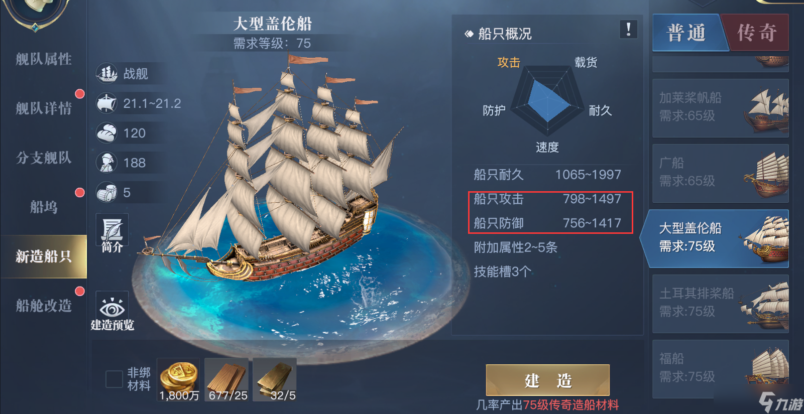 《黎明之海》船有哪些类型