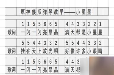 原神小星星琴谱怎么弹